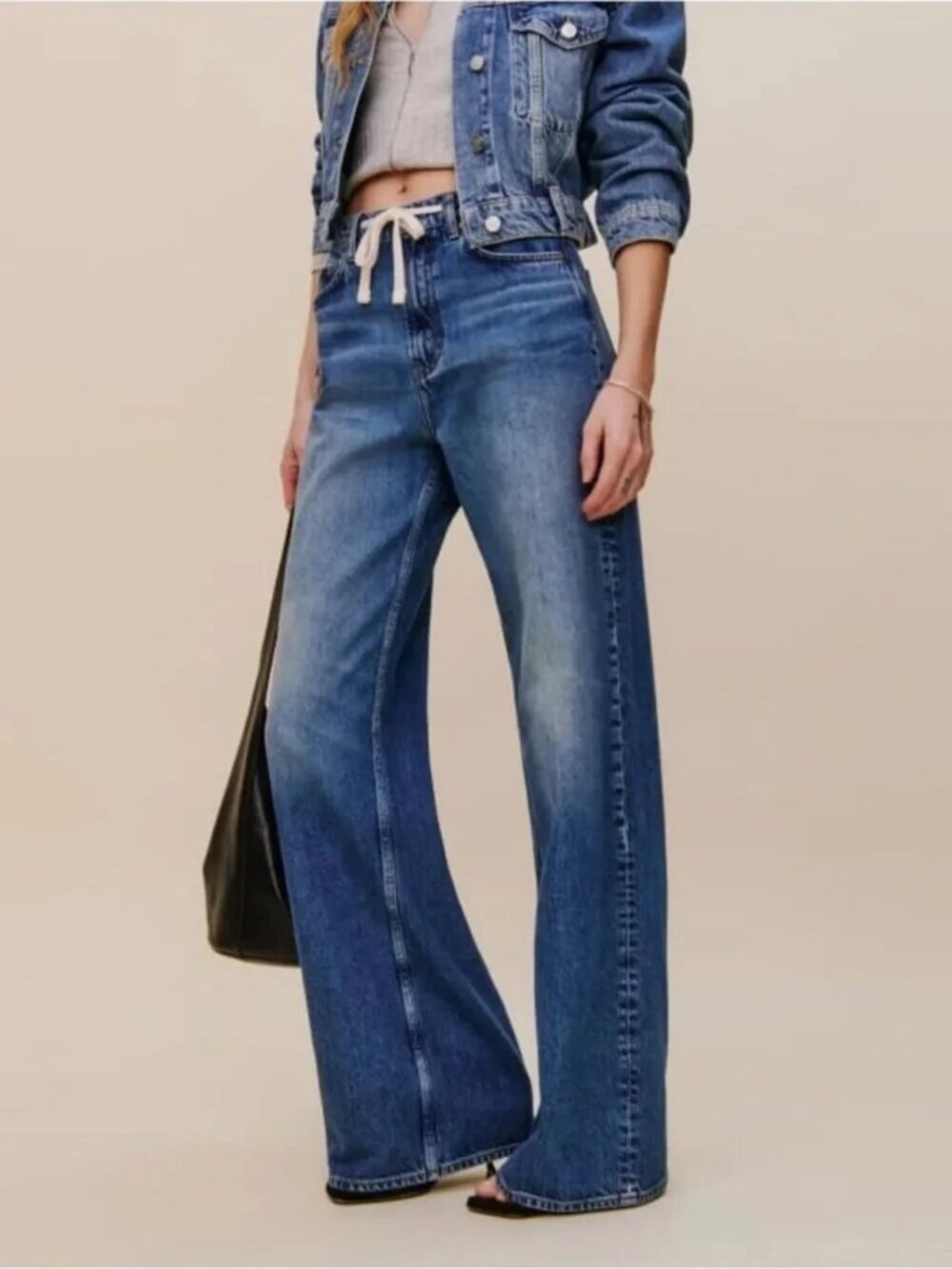 Cary Drawstring Waist Slouchy Wide Leg Jeans